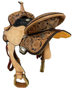 Quality 14" - 17" Billy Cook CJ Sunflower Barrel Saddle 1516 - Sunflower Tooled Barrel Racing Saddle