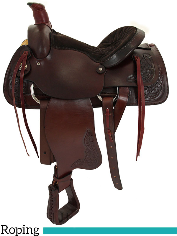 Quality 15" 16" American Saddlery All Around Roping Saddle 750 - Quilted Seat Wrapped Horn Western Roping Saddle - Image 2