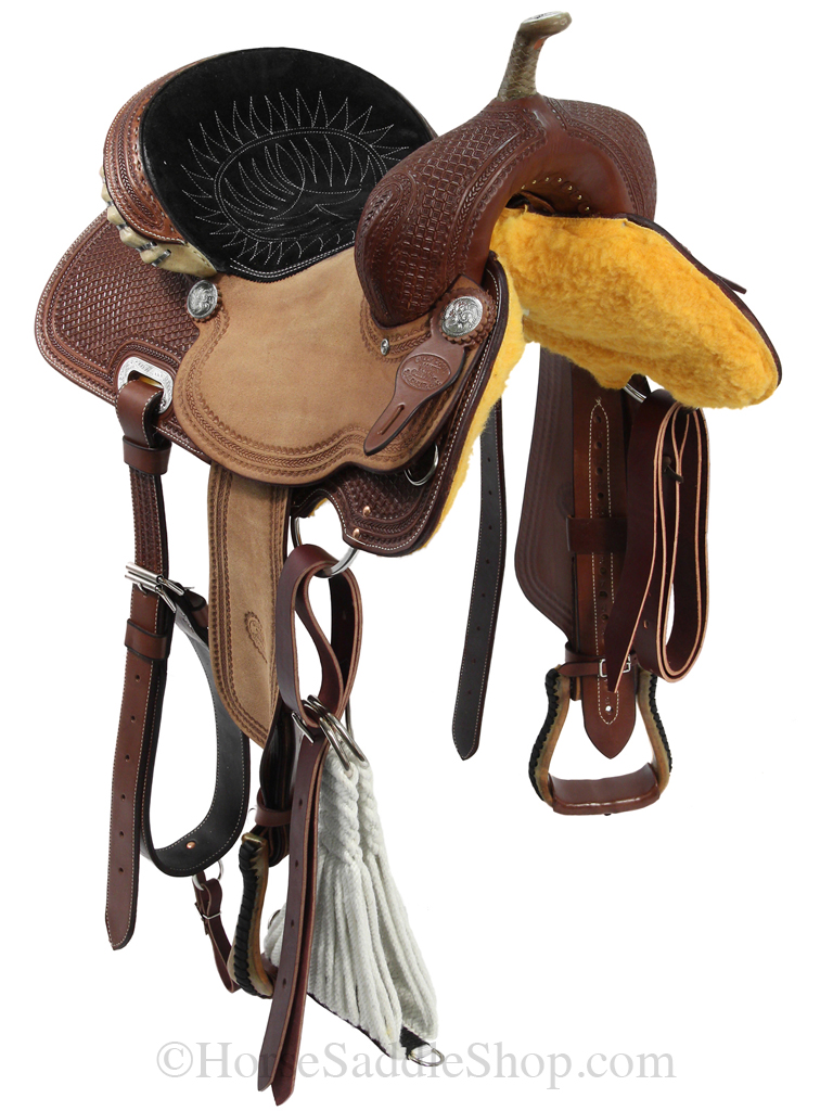 Quality 14" - 16" Billy Cook Half Breed Waffle Barrel Saddle 1907 - Basket & Waffle Tooled Barrel Racing Saddle - Image 2