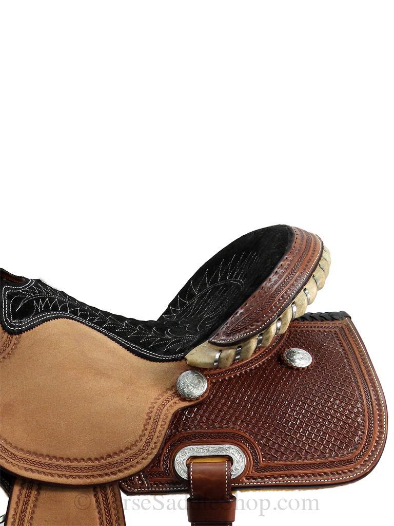 Quality 14" - 16" Billy Cook Half Breed Waffle Barrel Saddle 1907 - Basket & Waffle Tooled Barrel Racing Saddle - Image 3