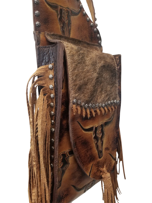 Quality Leather Side Bag with 38 Pistol Holder AH004 - Western Concealed Carry Leather Purse - Image 2