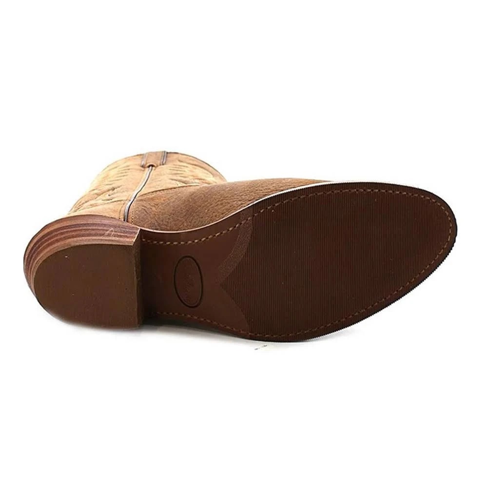Good Men's Abilene Bison Western Boots 6403 - 12" Tan Bison Leather Pull-On Cowboy Boots - Image 3