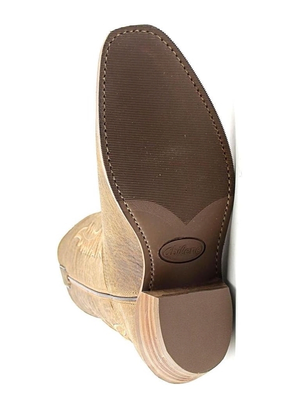 Good Quality Women's Abilene Western Boots 9076 - 11" Tan Bison Leather Square Toe Pull-On Cowgirl Boots - Image 4