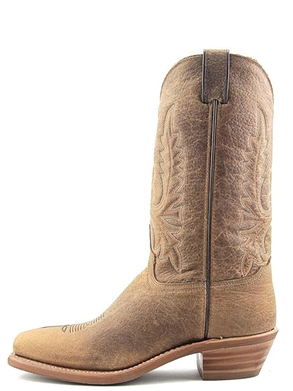 Good Quality Women's Abilene Western Boots 9076 - 11" Tan Bison Leather Square Toe Pull-On Cowgirl Boots